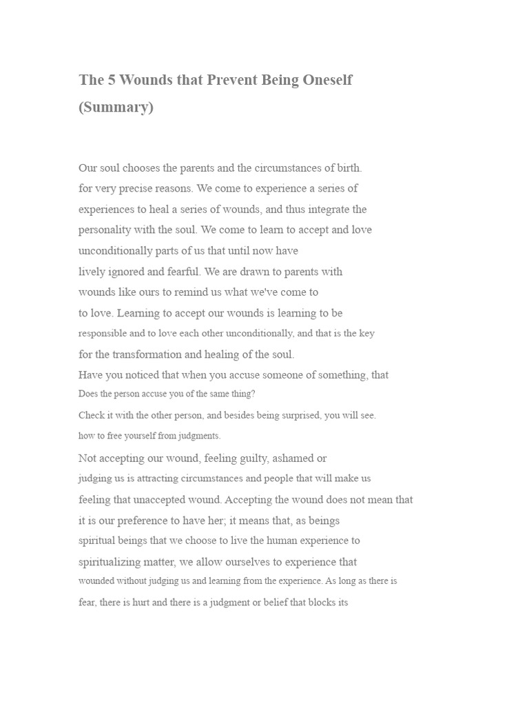 Healing the 5 Soul Wounds | PDF | Love | Fear