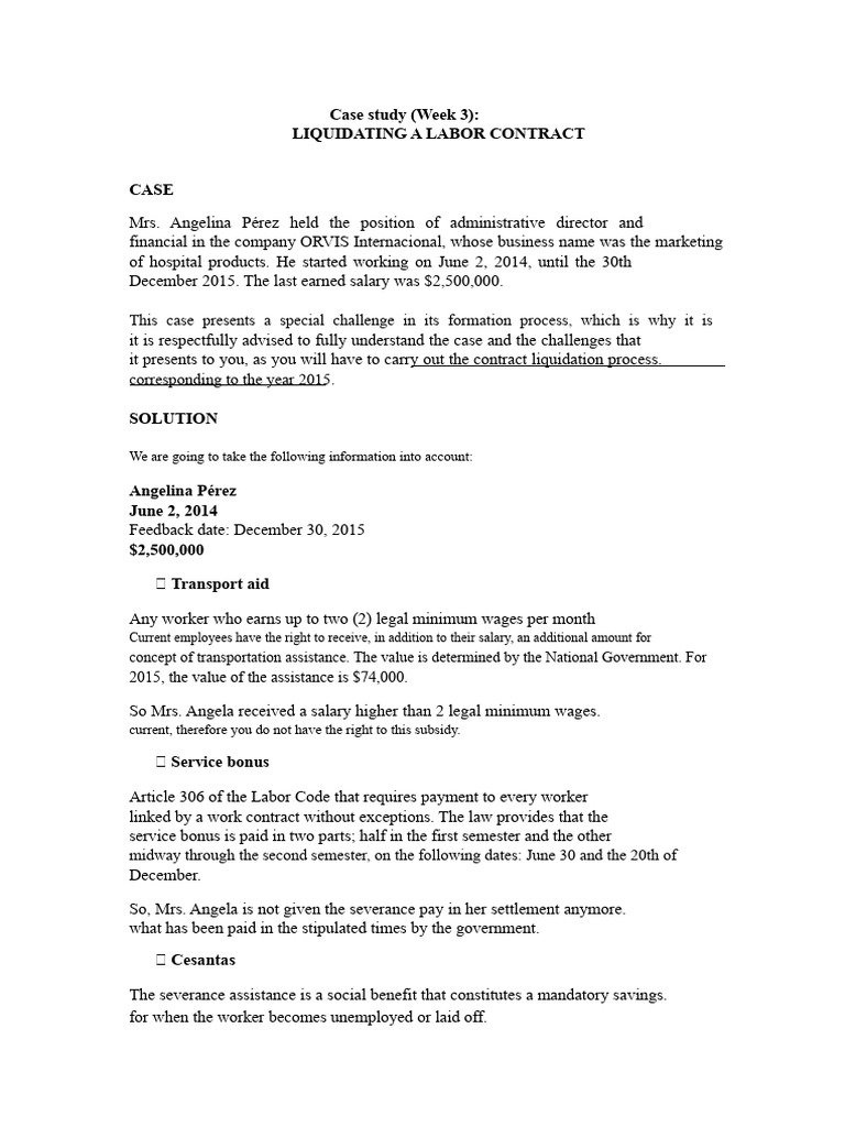 Liquidating Labor Contract Case Study | PDF | Salary | Employment