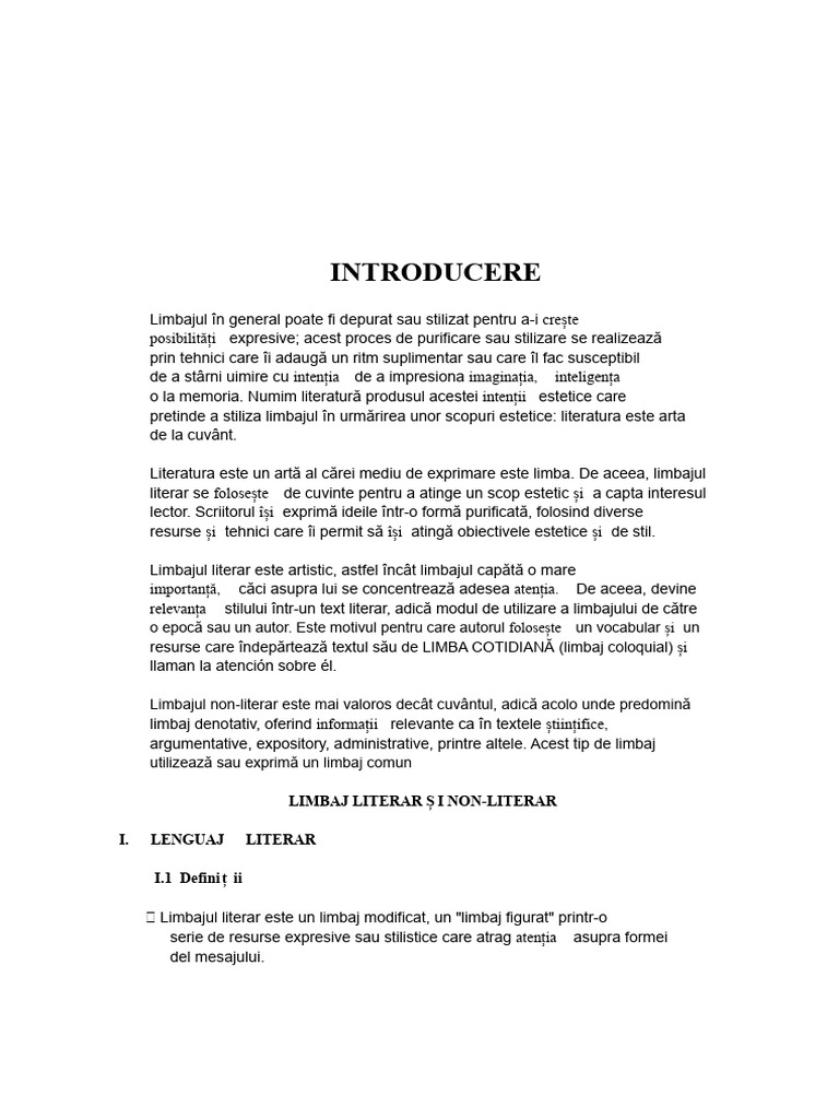 Limbaj Literar Și Non-Literar | PDF