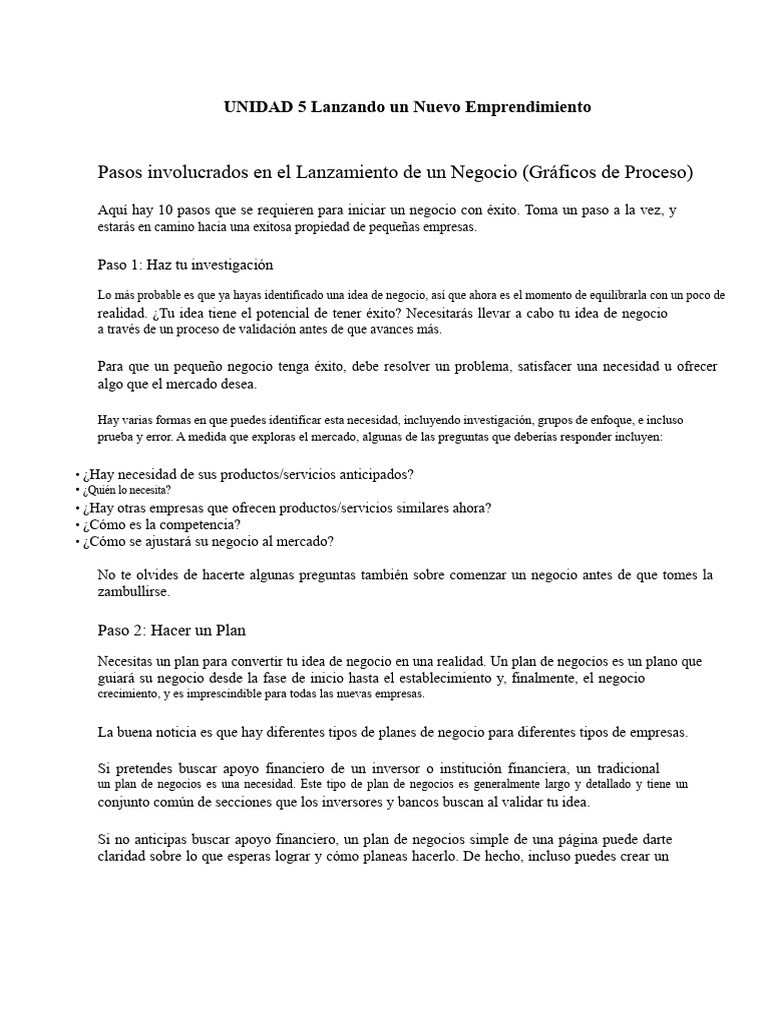 Pasos Clave para Lanzar un Negocio | PDF | Plan de negocios | Business