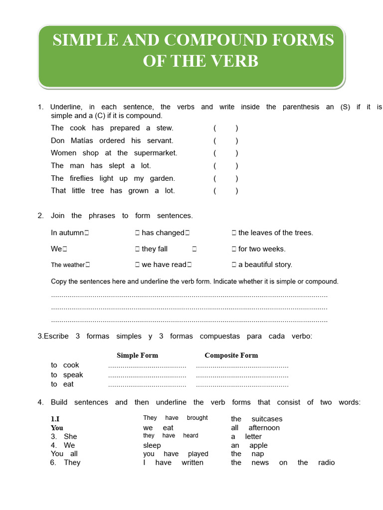 Simple and Compound Verb Forms Guide | PDF | Verb | Syntax