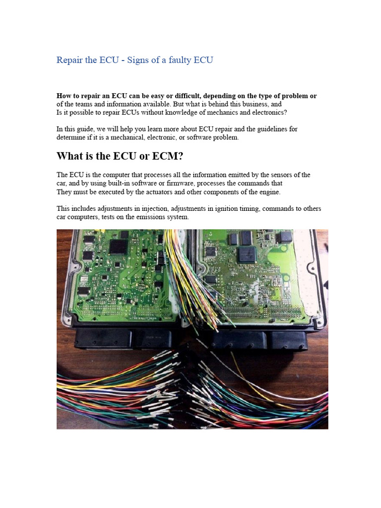 Signs of a Faulty Engine ECU | PDF | Fuel Economy In Automobiles | Car