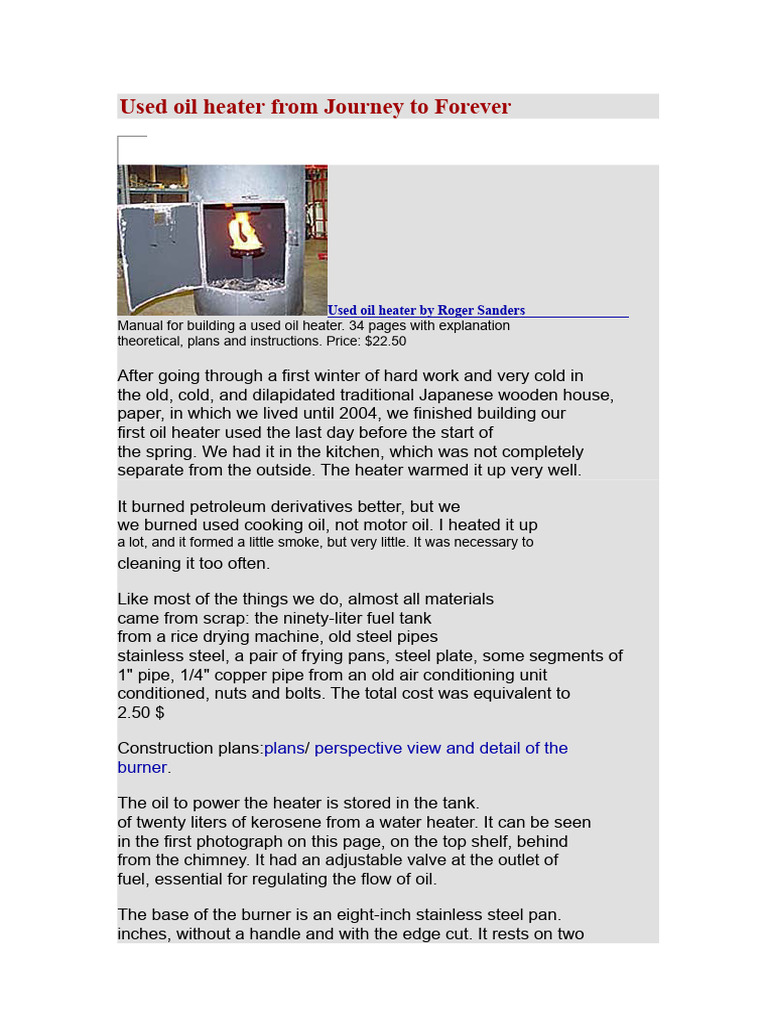 Build a Used Oil Heater Guide | PDF | Chimney | Screw
