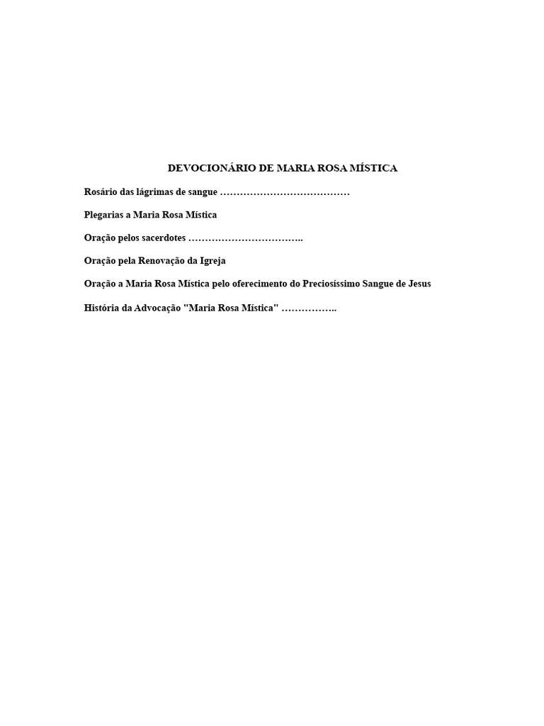 Devocionário de Maria Rosa Mística | PDF | Maria, mãe de Jesus | Rosário