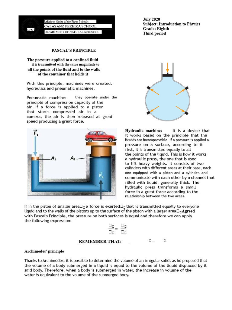 Pascal's Principle in Fluid Mechanics | PDF | Buoyancy | Liquids