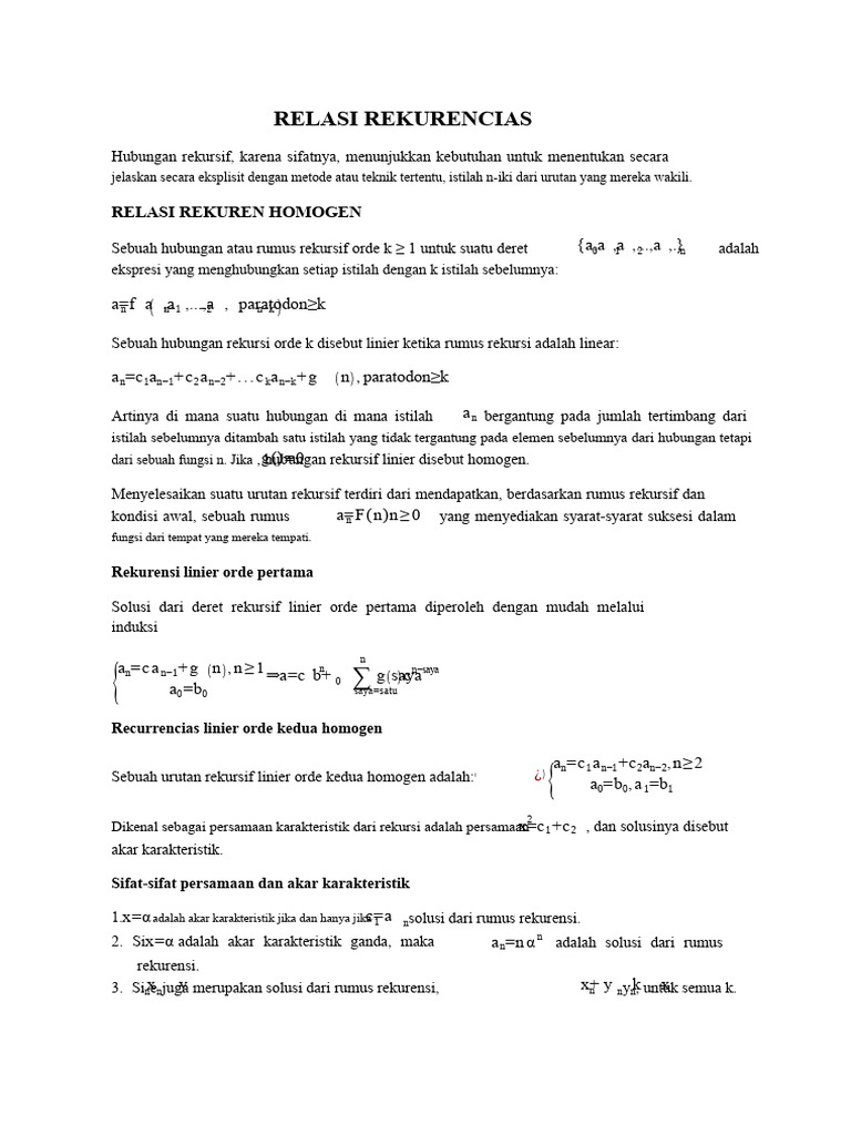 Relasi Rekurensi Linier dan Homogen | PDF