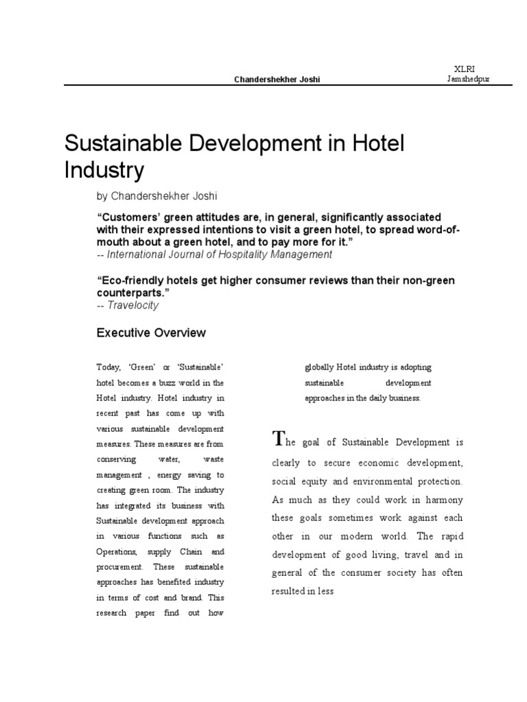 Sustainable Practices in Hotel Industry | PDF | Sustainability ...