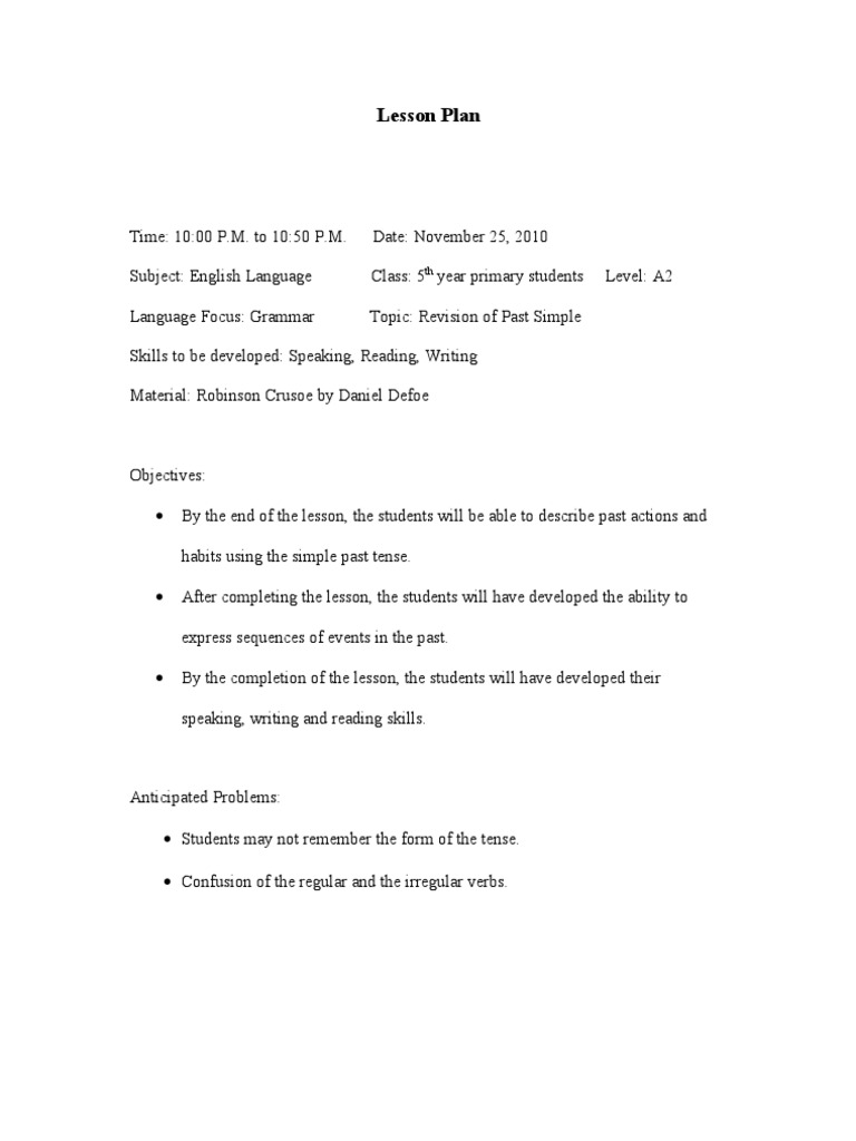 Robinson Crusoe Lesson Plan Robinson Crusoe Lesson Plan