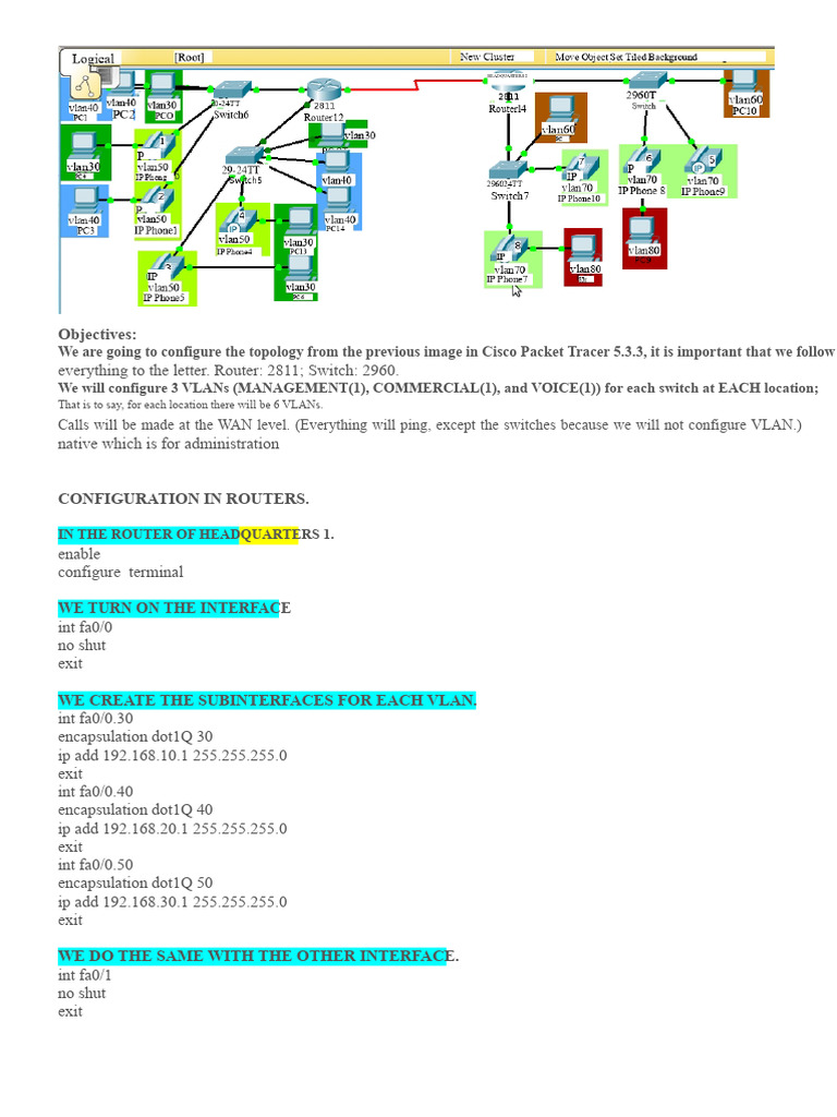 Cisco Packet Tracer VLAN Configuration Guide | PDF | Router (Computing ...