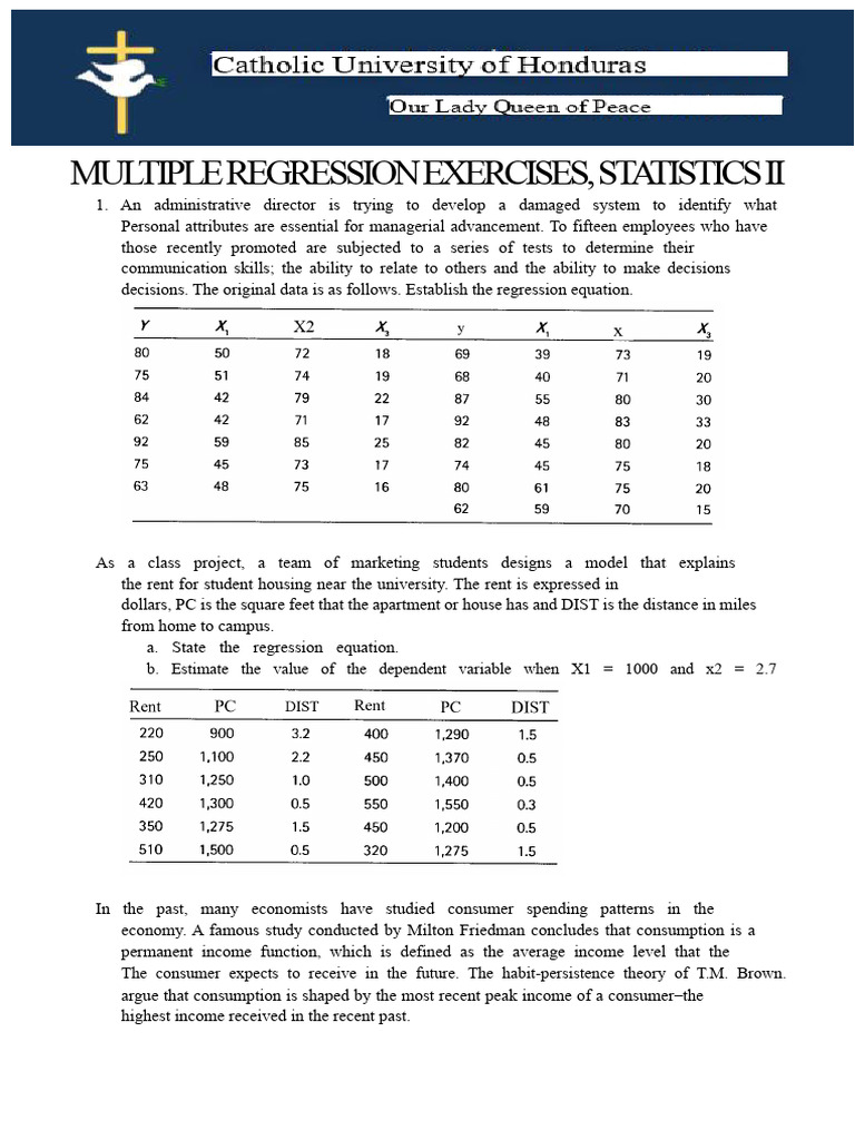 Multiple Regression Exercises | PDF