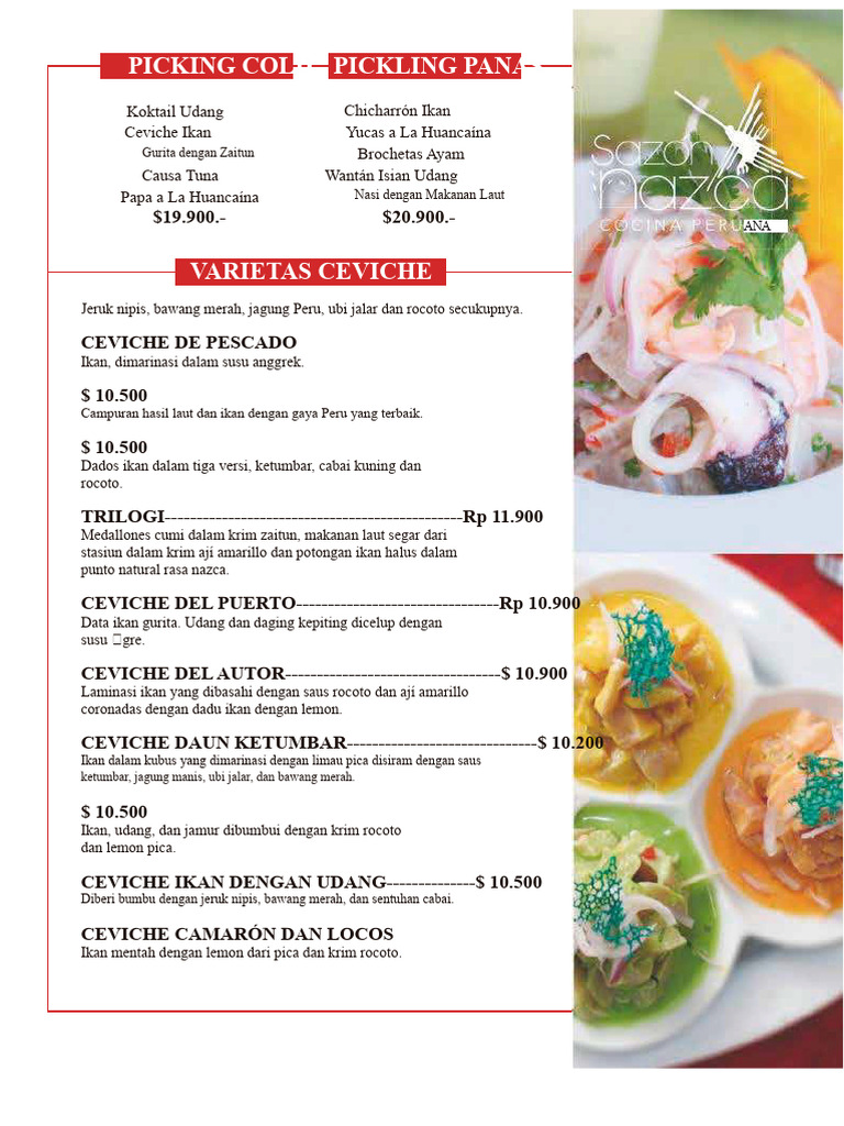 Menu Ceviche dan Hidangan Laut Peru | PDF