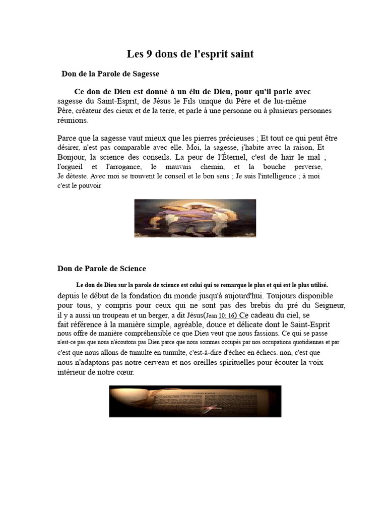 Les 9 dons de l'Esprit Saint expliqués | PDF | Saint-Esprit | Dieu