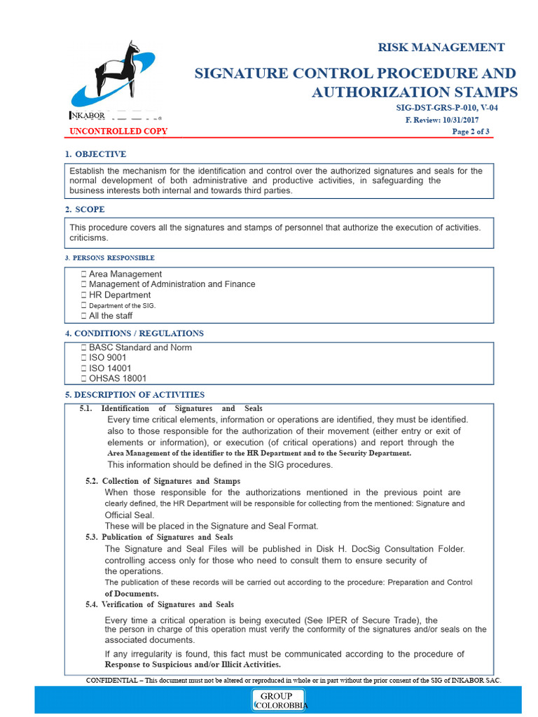 SIG-DST-GRS-P-010 Control of Signatures and Authorization Seals V04 ...