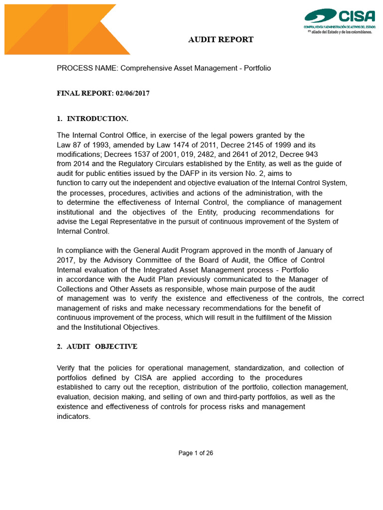 Asset Management Audit Report 2017 | PDF | Audit | Internal Control