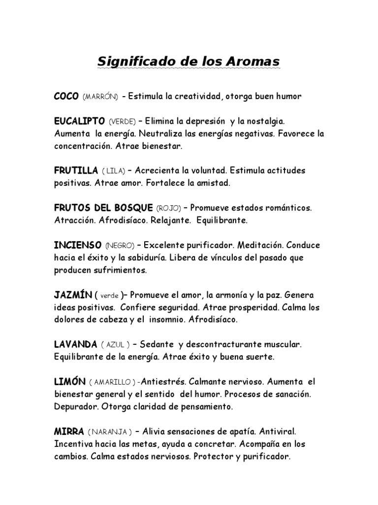 Aromas Significados | PDF | Amor | Sicología