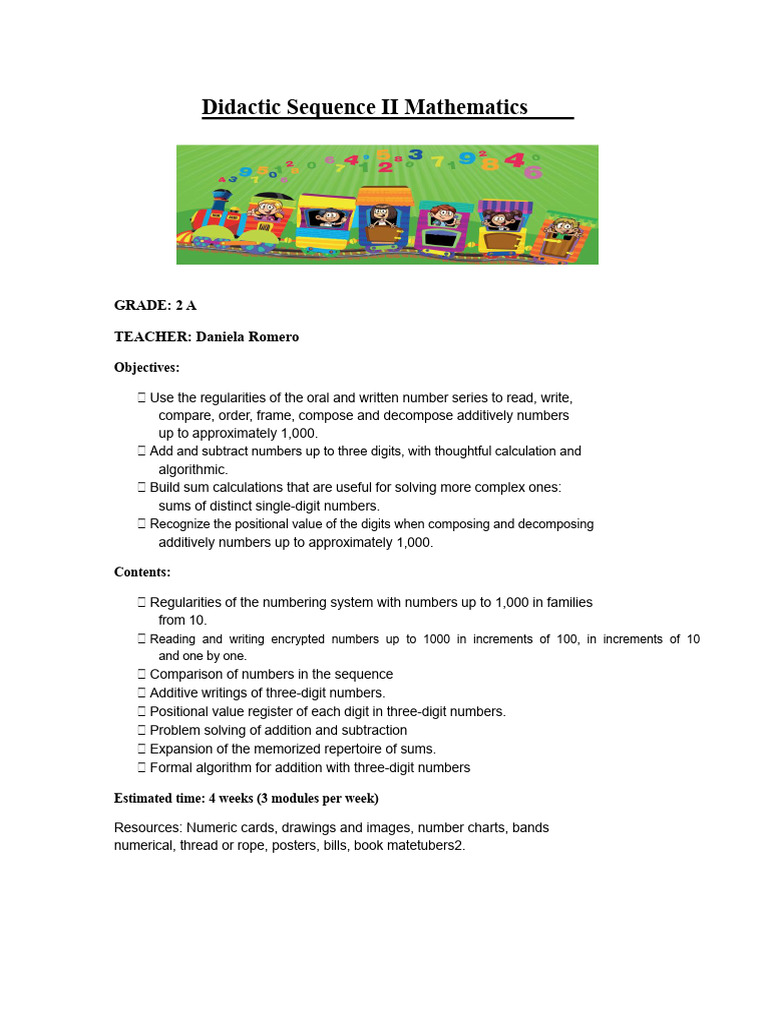 2nd Grade Math Didactic Sequence | PDF | Mathematics