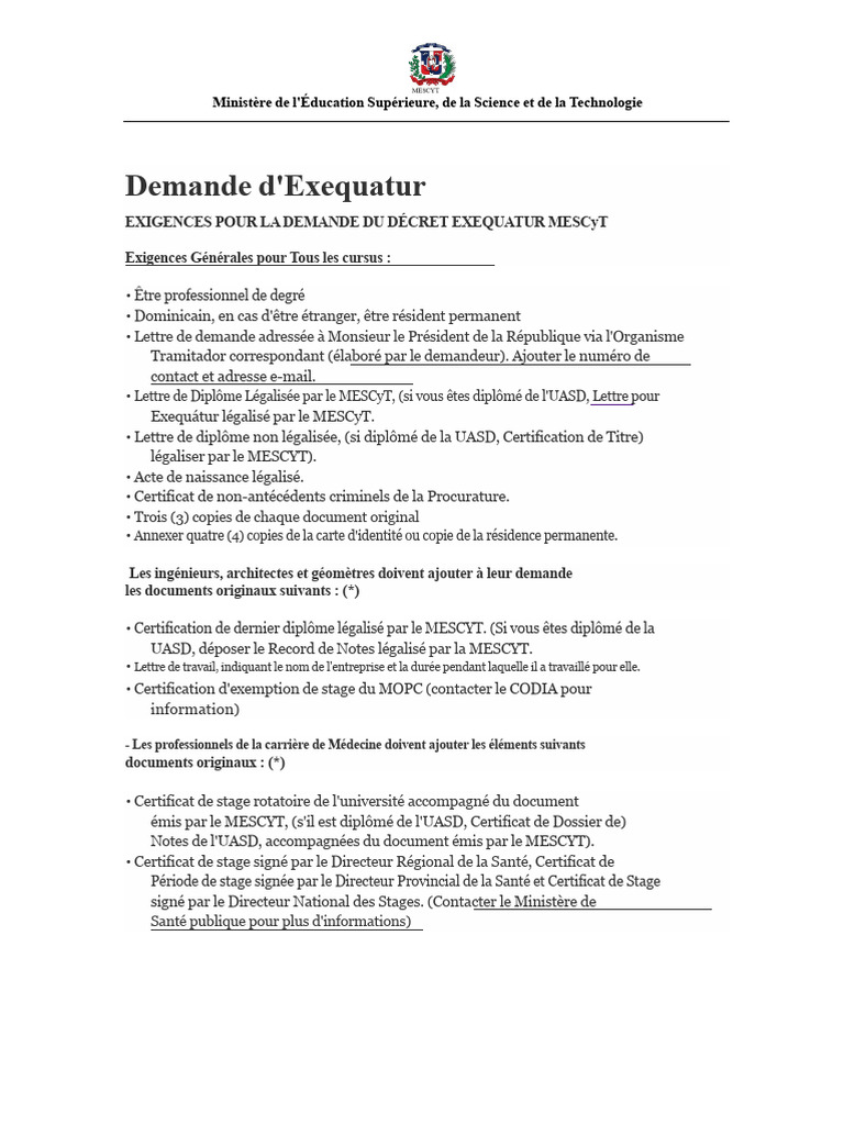 Exigences pour Demande d'Exequatur | PDF