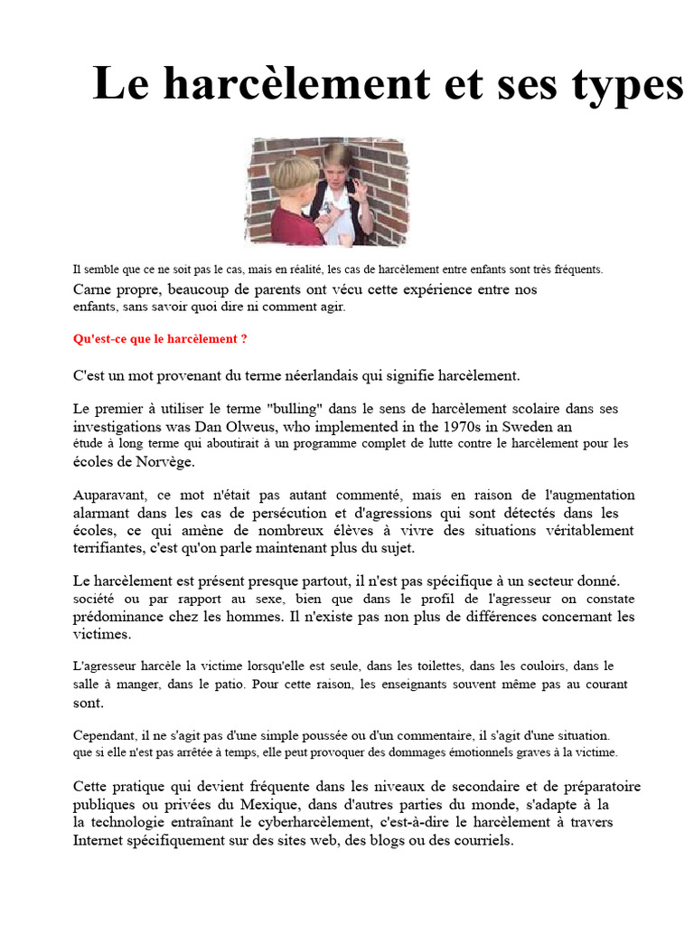 Types de harcèlement expliqués | PDF | Harcèlement | Concept de psychologie