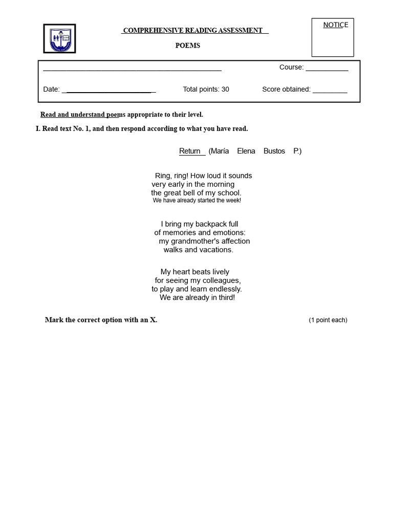 Poetry Comprehension Test Third | PDF