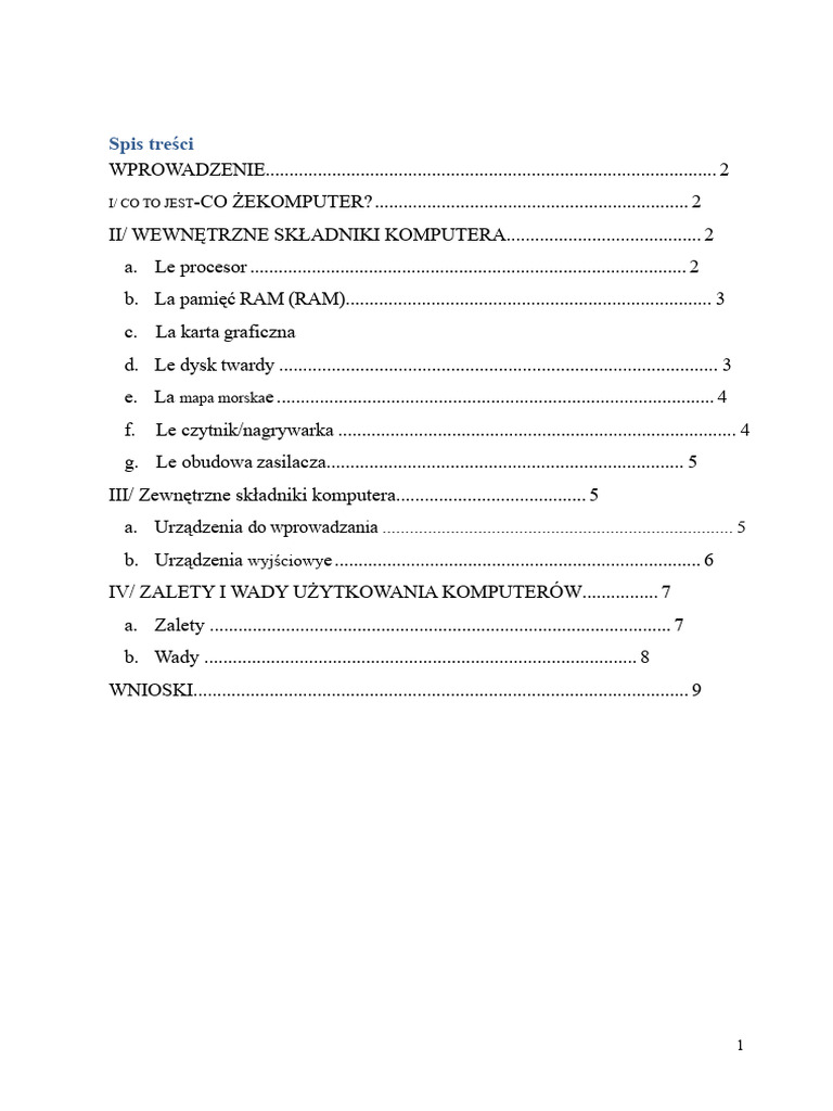 Referat o Komputerach | PDF