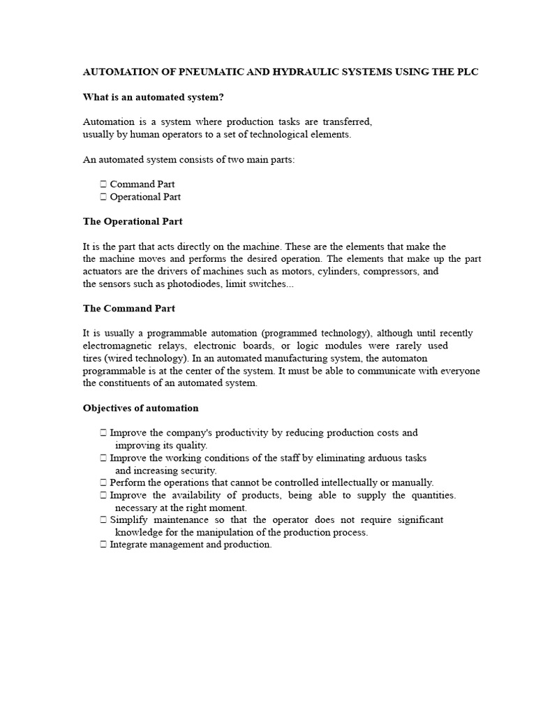 PLC-Controlled Pneumatic Automation | PDF | Automation | Programmable ...