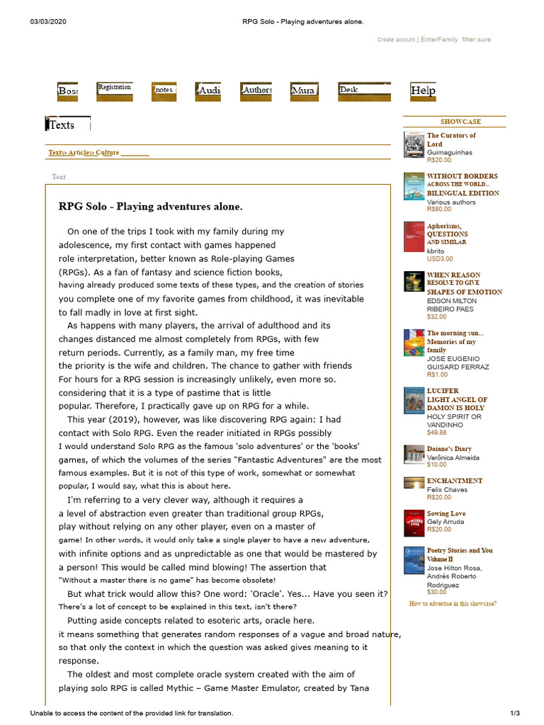 Solo RPG: Adventures Without a Master | PDF