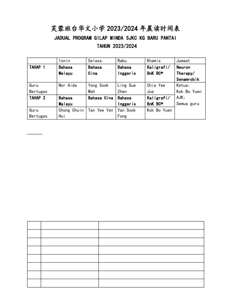 Jadual Program Gilap Minda 2023/2024 | PDF