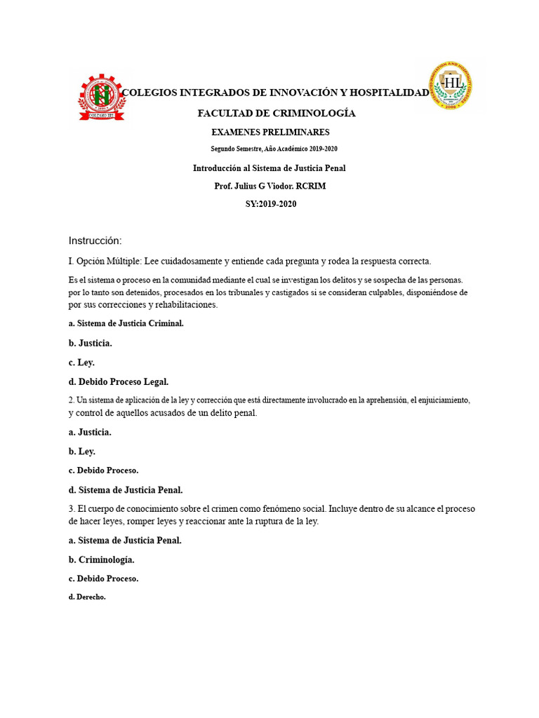 Sistema de Justicia Penal (Prelim) | PDF | Derecho penal | Fiscal
