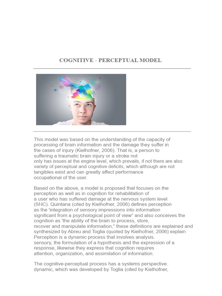 Cognitive-Perceptual Model for Rehab | PDF | Perception | Cognition