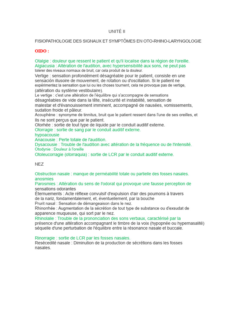 Signaux et symptômes en ORL | PDF | vertige | Otorhinolaryngologie