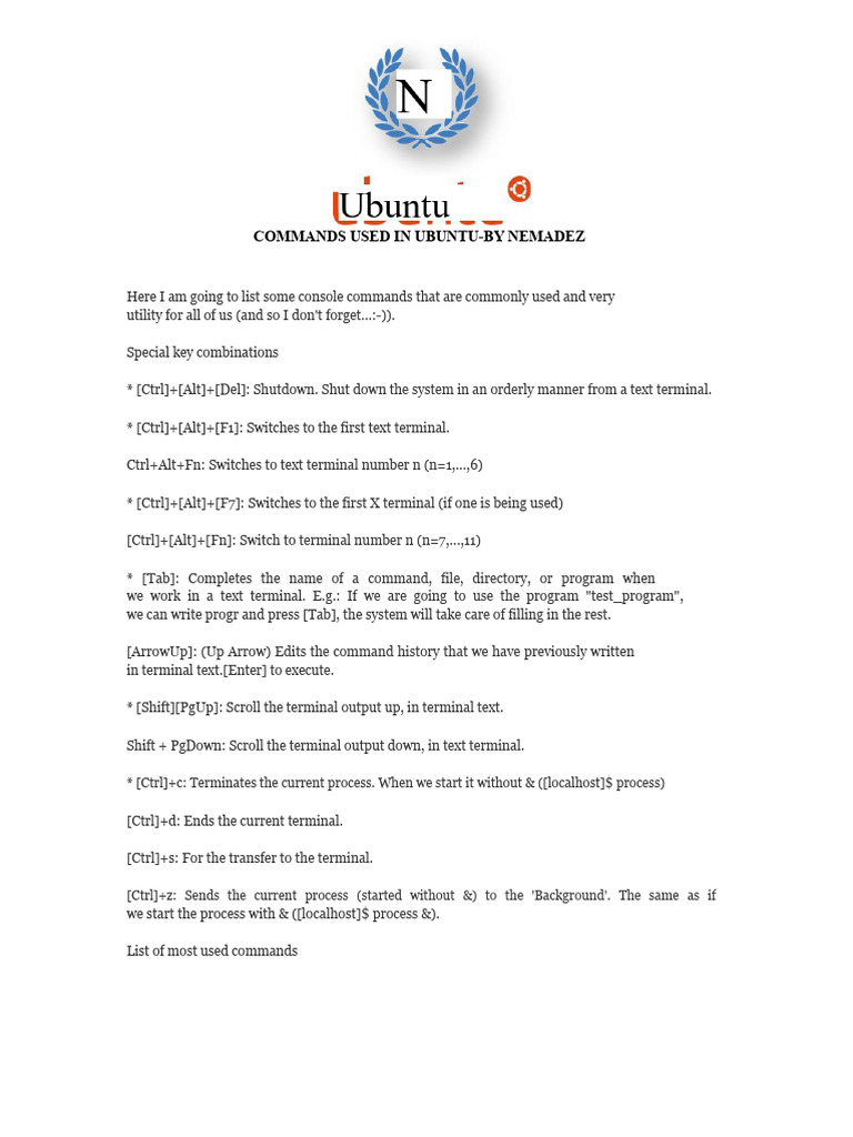 Essential Ubuntu Console Commands | PDF | Computer File | Command Line ...