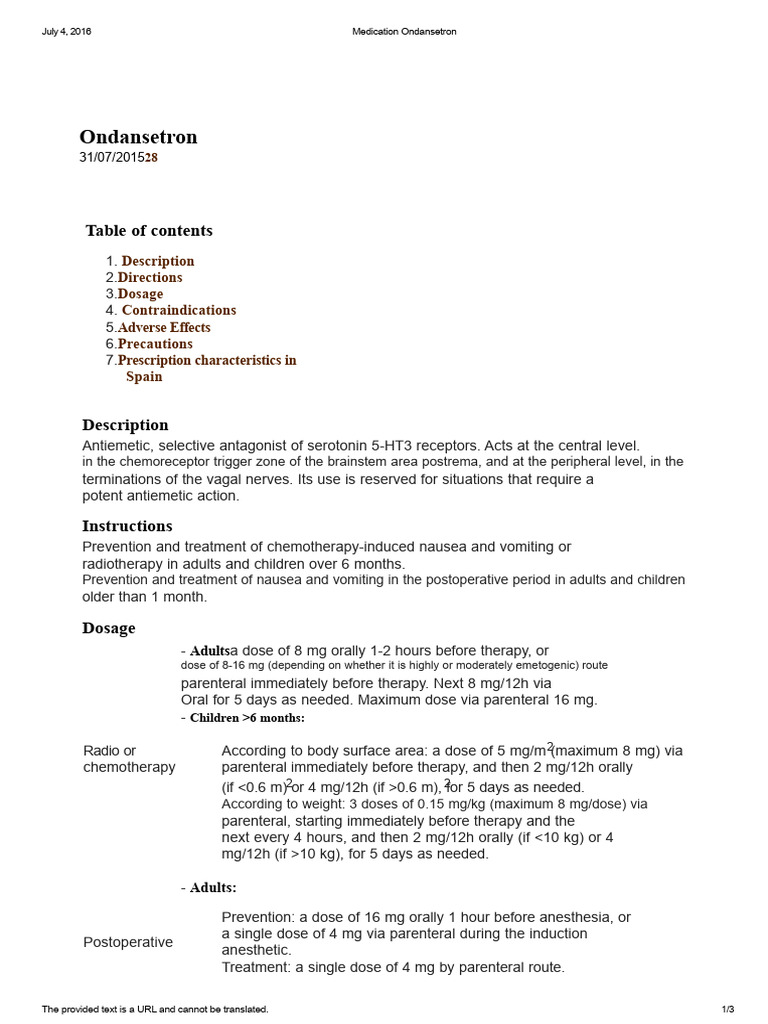 Thumbnail for Pdf Adult Medication Guideline Ondansetron