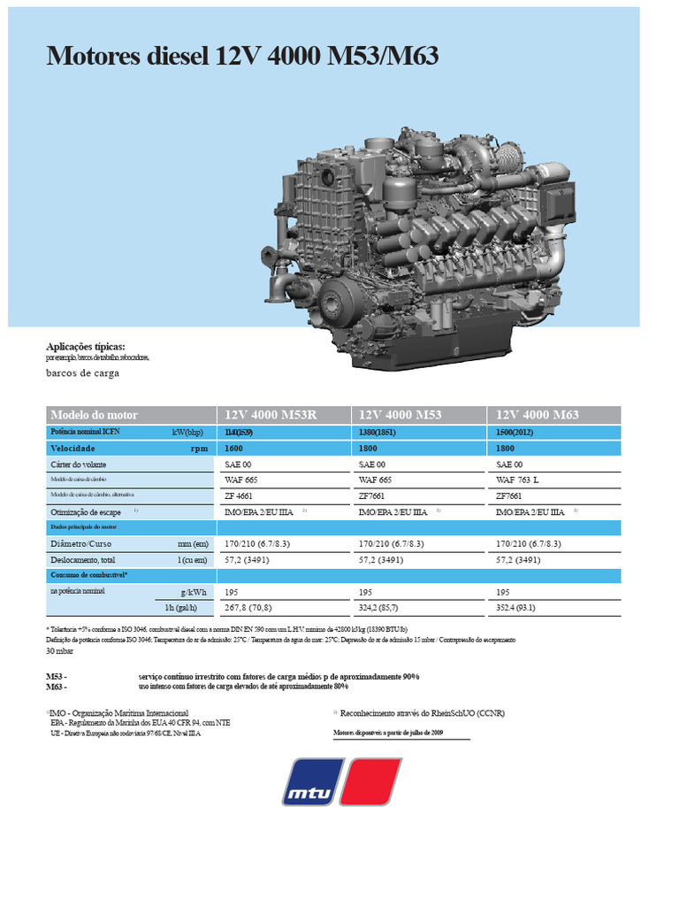 mtu 12v4000 m53&m63 | PDF | Motores | Bomba