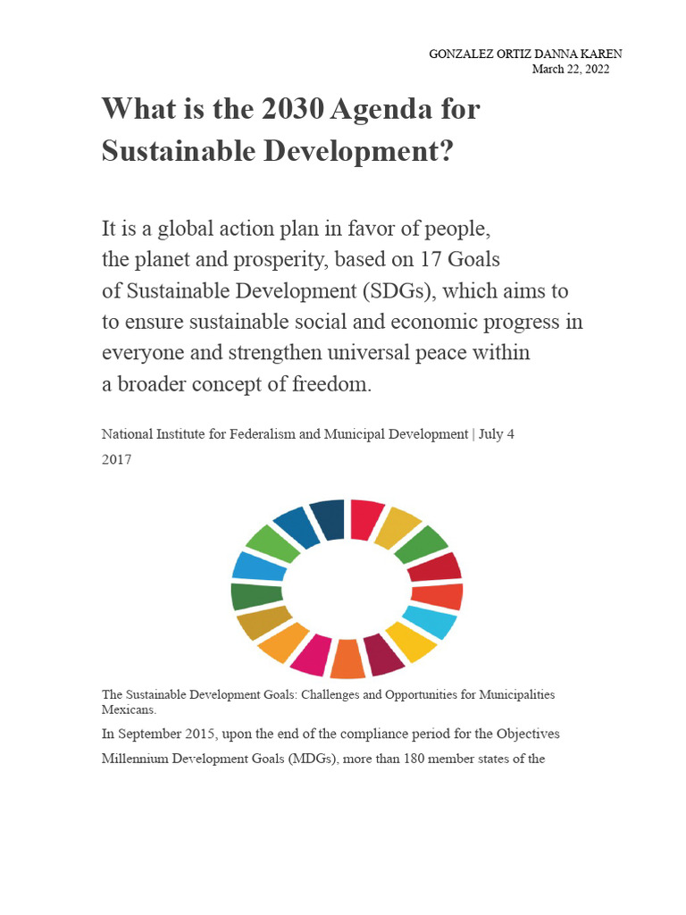 Understanding the 2030 Agenda for SDGs | PDF | Sustainable Development ...