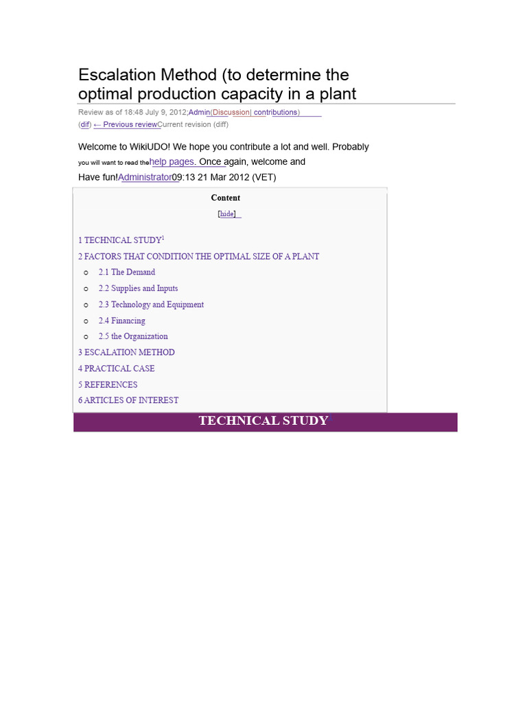 Escalation Method for Optimal Production | PDF | Demand | Production ...