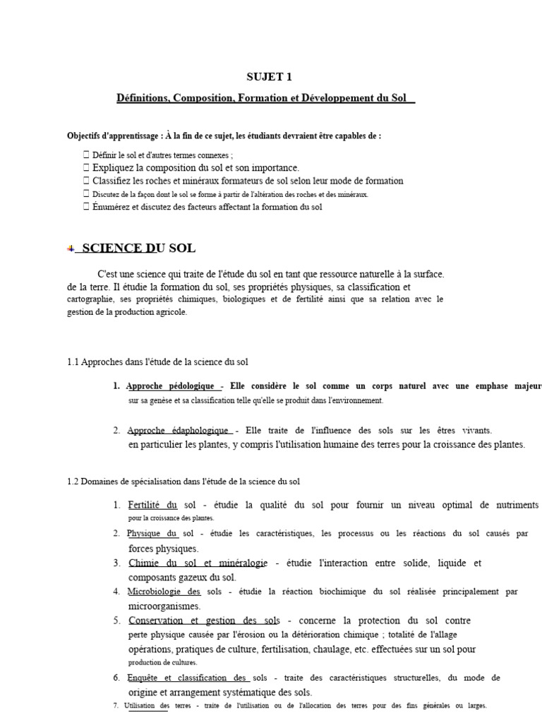 Comprendre la Formation du Sol | PDF | Sol (pédologie) | Fertilité des sols