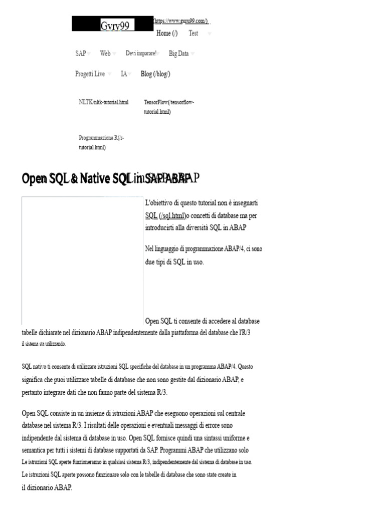 Apri SQL e SQL Nativo in SAP ABAP PDF | PDF