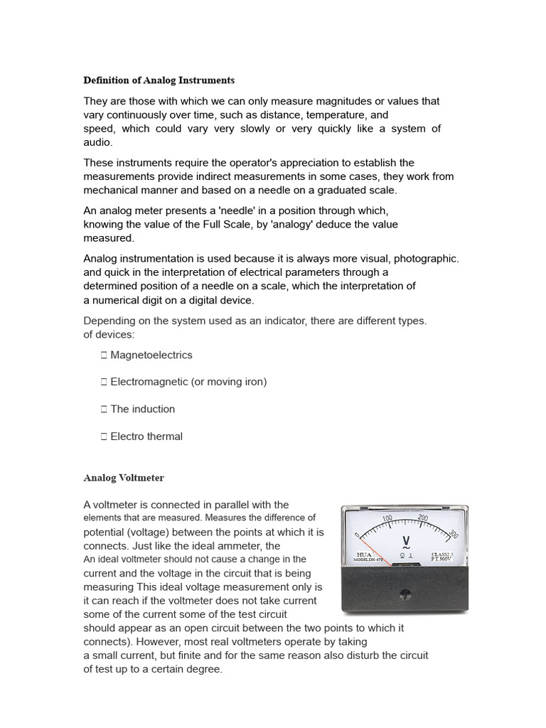 Overview of Analog Instruments | PDF | Physical Quantities | Electronics
