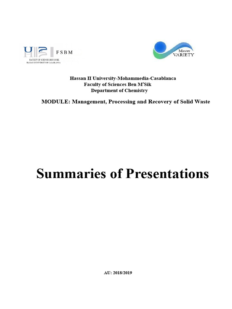 Management, Treatment and Recovery of Solid Waste | PDF | Compost ...