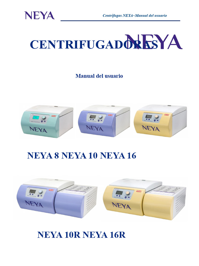 Manual de usuario Centrífugas NEYA | PDF | Centrífugo | Enchufes y ...