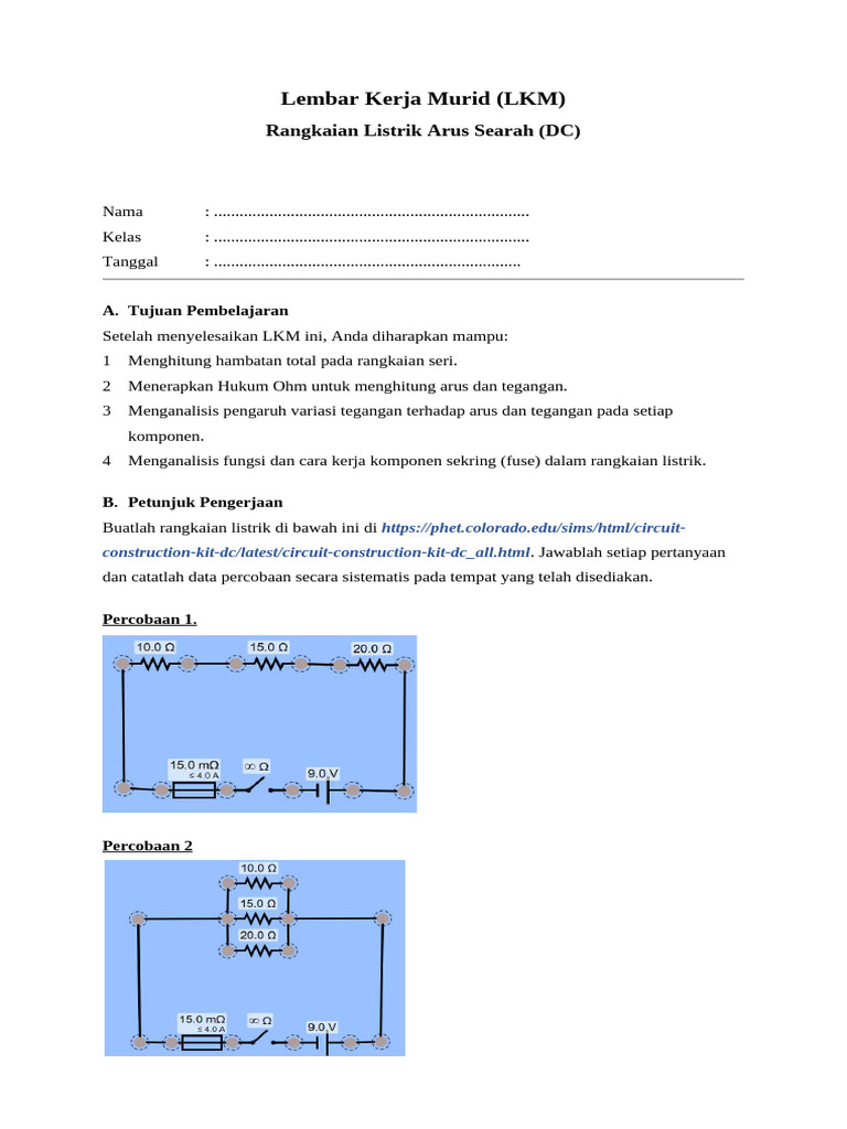 LKM Rangkaian Listrik DC dan Hukum Ohm | PDF