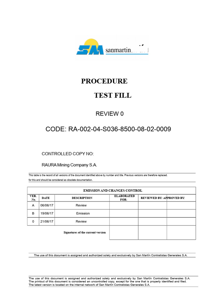 Test Fill Procedure for Soil Density | PDF | Specification (Technical ...