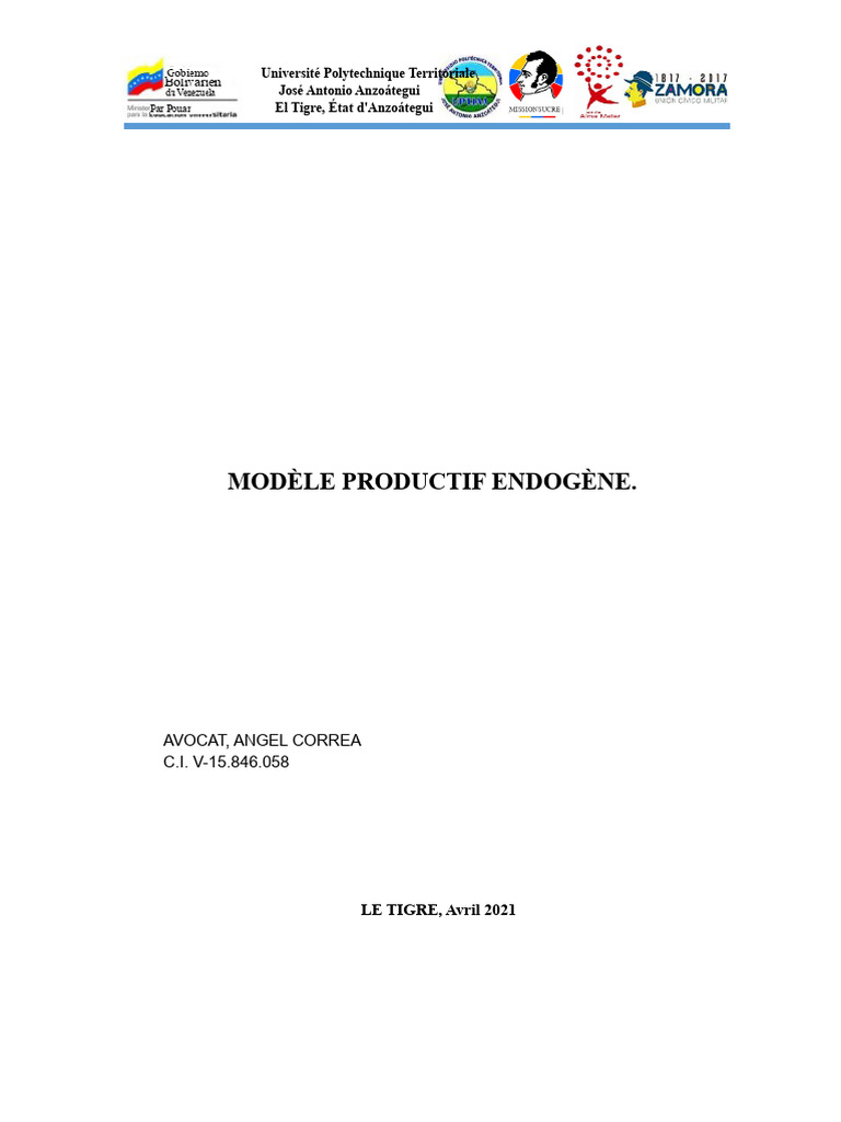 Modèle Productif Endogène au Venezuela | PDF | Développement durable ...