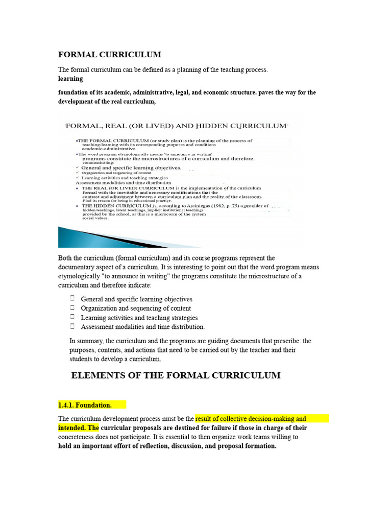 Understanding Formal Curriculum | PDF | Curriculum | Knowledge