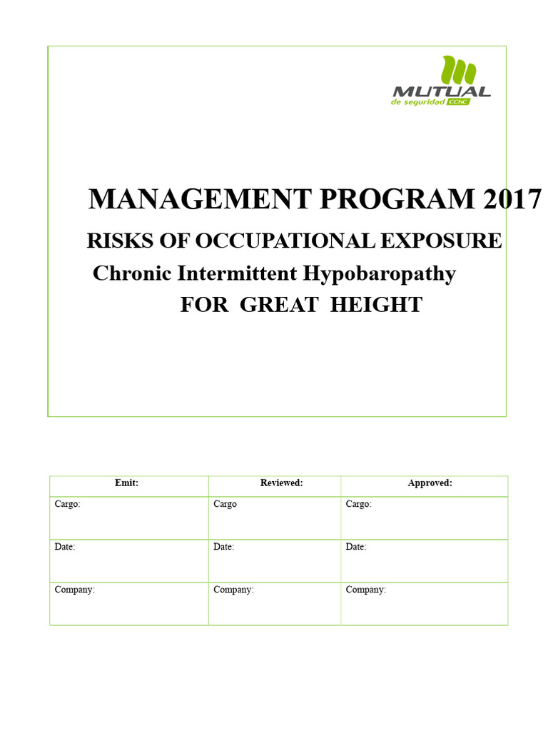 Occupational Exposure Risk Management Program To Hypobaria Int | PDF ...