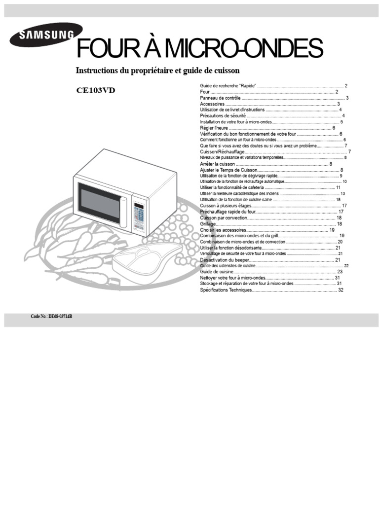 Guide d'utilisation microondes Samsung PDF Four — free download