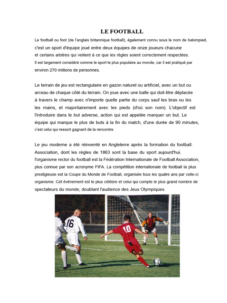 Introduction au football et techniques clés | PDF | Jeux de ballon ...
