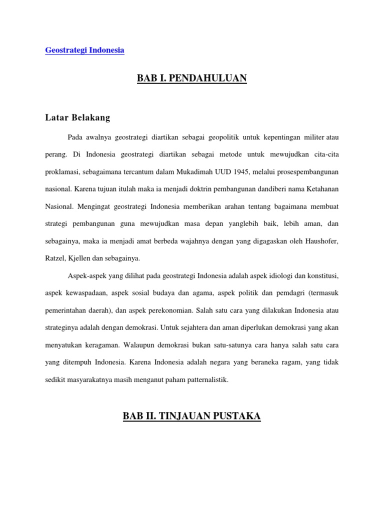 Tujuan Geostrategi Indonesia