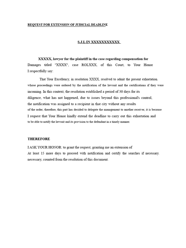 REQUEST FOR EXTENSION OF JUDICIAL DEADLINE | PDF