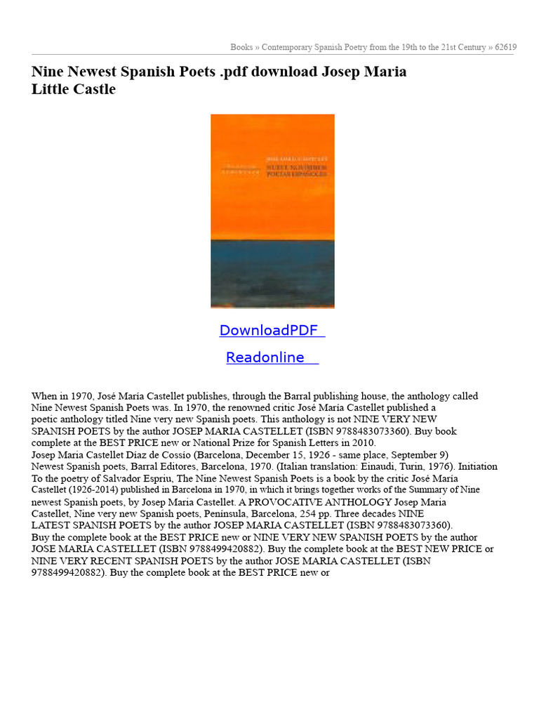 Nine Newest Spanish Poets Anthology | PDF